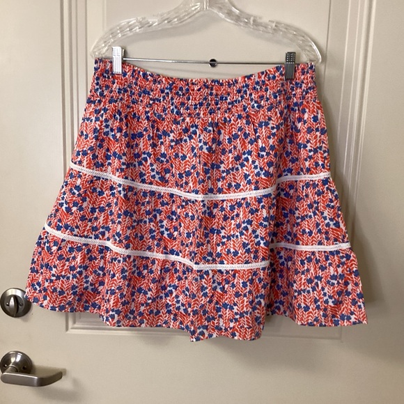 J. Crew Factory Floral Mini Skirt in Red and Blue SZ Large VGC - Picture 2 of 11